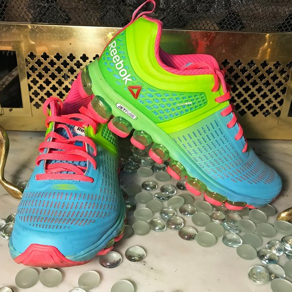 Reebok Shoes - Neon Rainbow JetFuse Nanoweb Reebok Sneakers